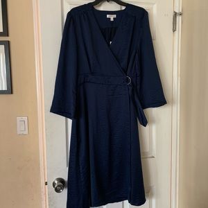 Long silk blue dress